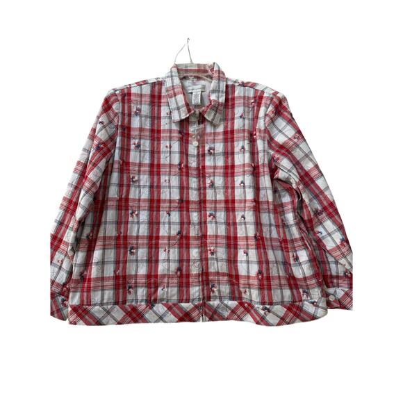 Drapers & Damons Lightweight Fireworks Lined Jacket 4th July gingham 2X Women's - Picture 3 of 11